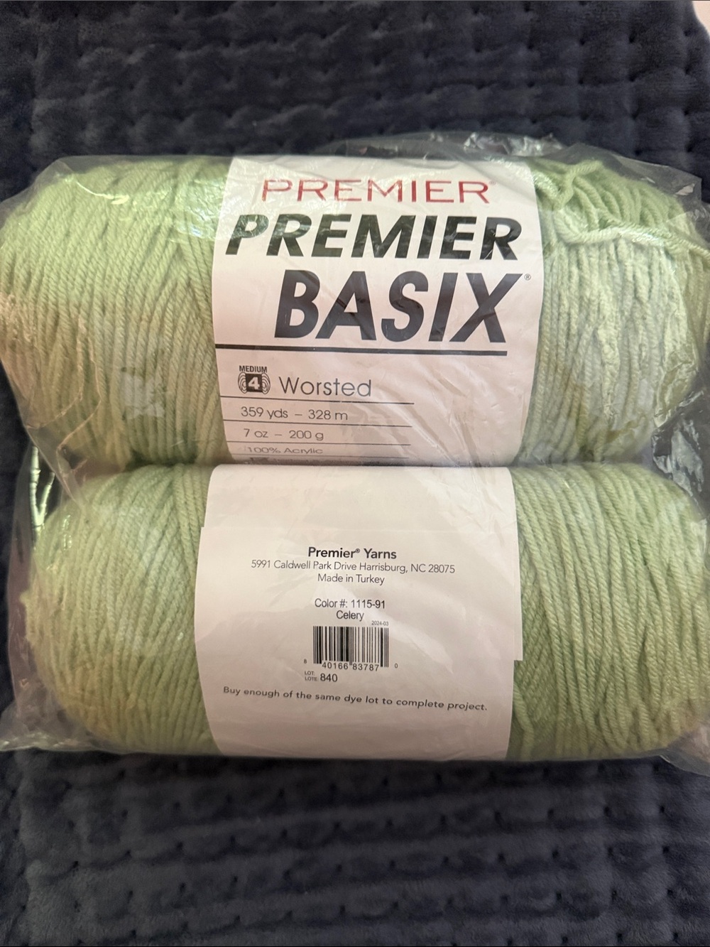 Premier Basix Worsted Yarn - Celery Light Green, 2-Pack